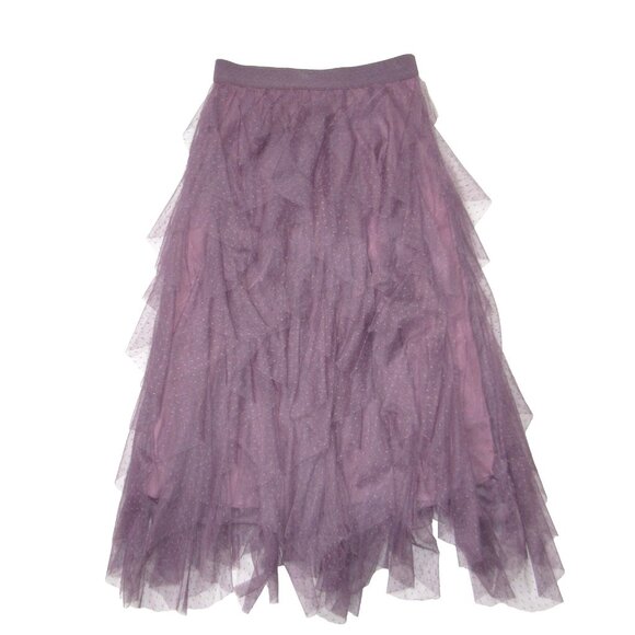 NWT by Anthropologie Evelyn Cheri in Mauve Purple Ruffled Tulle Midi Skirt XL - Picture 1 of 5